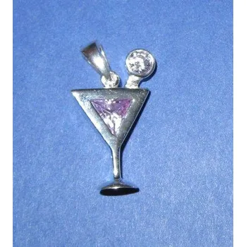 Přívěsek Číše s fialovým drinkem - stříbrný přívěsek