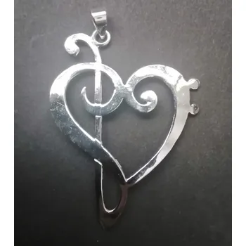 Přívěsek Srdíčko s hudebními motivy - stříbrný přívěsek