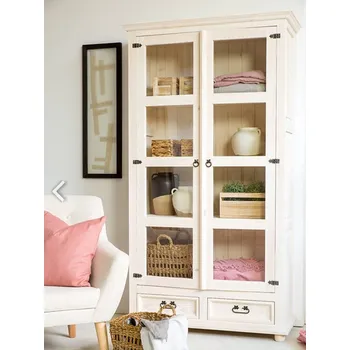 Knihovna Rustikální vitrína WHITE HOME VIT07 Barevné provedení: Bílý vosk K17 - Bílý vosk K17