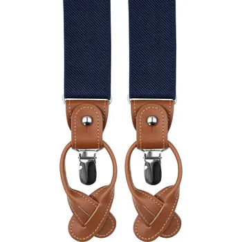 Kšandy Bubibubi Tmavomodré pánské kšandy s hnědými poutky