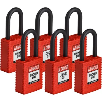 Visací zámek Nylonový zámek s nylonovým okem SafeKey standard,červená,6 ks