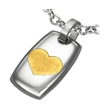 Přívěsek Destička se srdíčkem - ocelový přívěsek