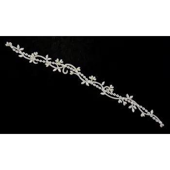 Nažehlovačka, srdíčka s listy krémové, 28 x 2,5 cm