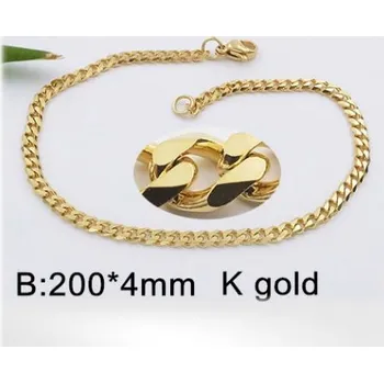 Řetízek Ocelový náramek 20cm dlouhý ve zlaté barvě, 4mm široký