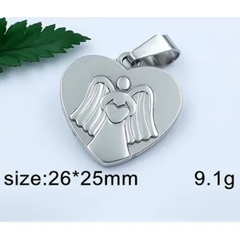 Přívěsek Srdce s andílkem - ocelový přívěsek