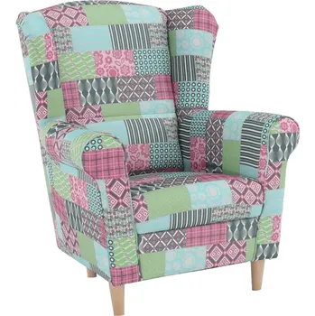 Křeslo Křeslo ušák CHARLOT látka patchwork M1