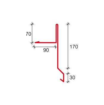 Závětrná lišta Satjam ZLS 170 vysoká Povrchová úprava: Polyestersat PE 25, Barva krytiny: Červenohnědá RAL 3009