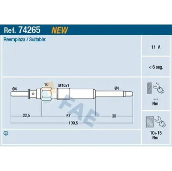 Zapalovací a žhavicí svíčka Žhavící svíčka FAE 74265