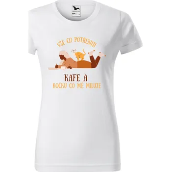 Dámské tričko Dámské tričko - Vše co potřebuji kafe a kočku Velikost: L