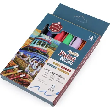 Výtvárné potřeby Akrylový fix / popisovač sada 6 ks, 1-2 mm, barva 1 mix