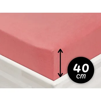 Prostěradlo Jersey napínací prostěradlo na extra vysokou matraci JR-001 Korálové 180 x 200 - výška 40 cm
