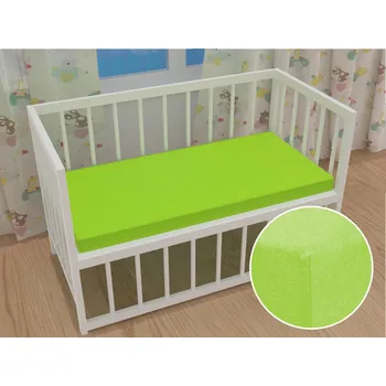 Prostěradlo Dětské jersey napínací prostěradlo do postýlky JR-019 Zářivě zelené 60 x 120 x 10 cm - do postýlky