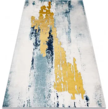 Koberec Makro Abra Kusový koberec EMERALD 1025 Luxusní abstraktní moderní krémový modrý zlatý Rozměr: 80x150 cm