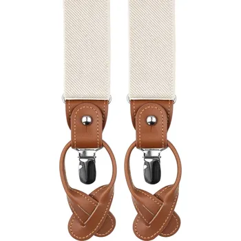 Kšandy Bubibubi Krémově bílé pánské kšandy s hnědými poutky