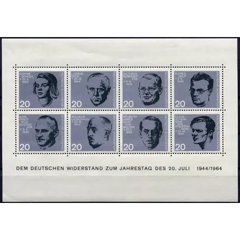 Poštovní známka (1964) MiNr. 431 - 438, BLOCK 3 ** - Německo - Atentátu na Adolfa Hitlera