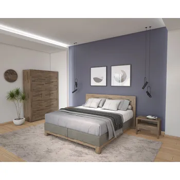 Postel Dřevěná postel s čalouněním ORLANDO BS boxspring z bukového, jasanového nebo dubového masivu výrobce světspánku.cz. Dostupná ve všech rozměrech, včetně atypických. 200x180, olej transparent, dub, tm. modrá 09