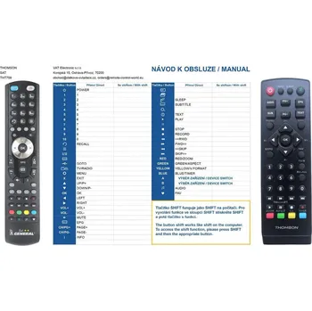 Dálkový ovladač General THOMSON THT-709 - náhradní dálkový ovladač