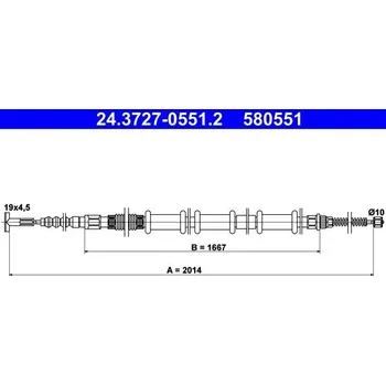 Lanko parkovací brzdy Tažné lanko, parkovací brzda ATE 24.3727-0551.2