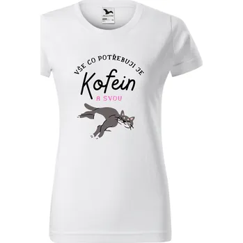 Dámské tričko - Vše co potřebuji je kofein a svoji kočku Velikost: 3XL