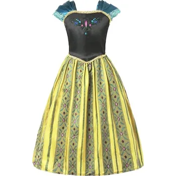 Dívčí šaty Frozen (Ledové království) Dětské šaty (kostým) Frozen - princezna Anna zlato-černo-modré Varianta: zlaté šaty bez doplňků, Velikost: 3T / 110 (2-3 roky)