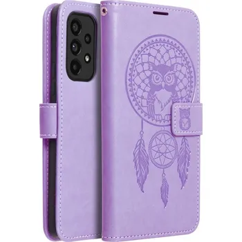 Pouzdro na mobilní telefon Pouzdro MEZZO Book pro XIAOMI Redmi NOTE 11 / 11S lapač snů fialová (Pouzdro pro mobil Xiaomi Redmi Note 11 / 11s fialová sova)