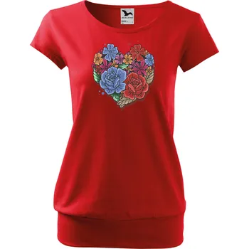 Tričko City s motivem "Květinové srdce 2" - Malfini - NakupTextil Barva: 07-červená, Velikost: S
