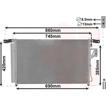 Výparník klimatizace Kondenzátor, klimatizace VAN WEZEL 82005176