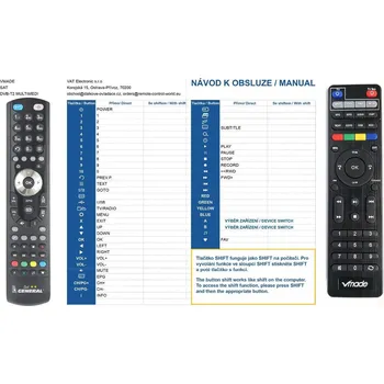 General VMADE DVB-T2 MULTIMEDIA - náhradní dálkový ovladač
