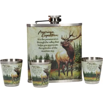 Placatka Dárková sada placatka s panáky jelen 200 ml