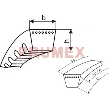Klínový řemen 13x1020 X Li - AX 1050 Lw Profi-X Rubena