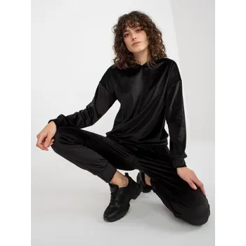 Dámská souprava velurová s kalhotami a mikinou s kapucí AVERI černá