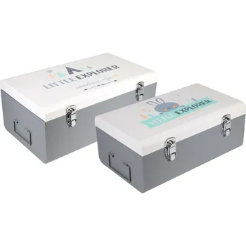Úložný box Home Deco Kids Kovové boxy na hračky Explorer 2 ks 28x47x19 cm