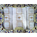 Luxusní dárkový vyšívaný froté set 1 osuška 2 ručníky (bílá)