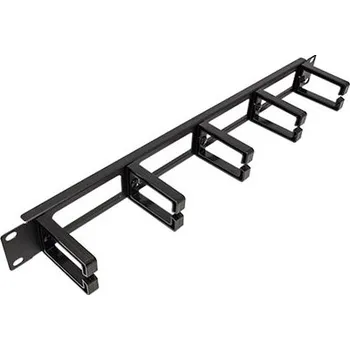 Racková skříň Value 19" vyvazovací panel 1U, jednostranný, průchozí, 5x plastový třmen "C", černý - 26.99.0324