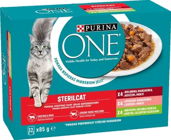 Krmivo pro kočku Purina One Sterilcat Multipack hovězí, losos, krůta 12 x 85 g