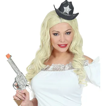 Kovbojský černý mini klobouček s šerifskou hvězdou