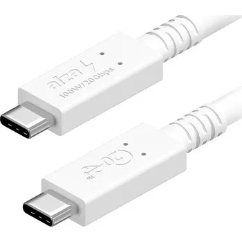 Kabel AlzaPower Core USB-C to USB-C USB4 100W 1m bílý
