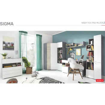 Dětsný nábytek Meblar Sestava Sigma D Barva: - beton + bílý lux + dub