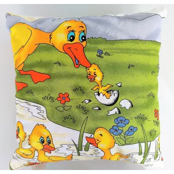 Povlak na dekorativní polštářek Bavlněný povlak na polštářek 40x40 cm žluté kačenky