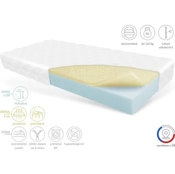 Matrace Amades Matrace ADRIA VISCO Rozměr: 120 x 200, Jádro: PUR pěna + Visco paměťová pěna