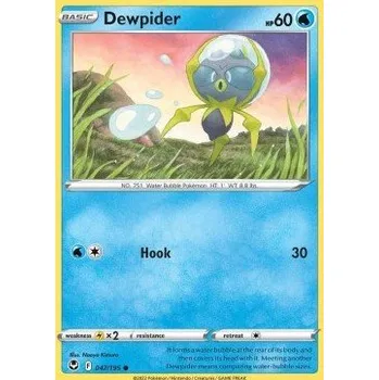 Sběratelská karetní hra Pokémon SIT 047/195 Dewpider - Silver Tempest Stav: Near Mint, Verze: REVERSE HOLO