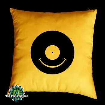 Dekorativní polštářek TEKNOSHOP Vinyl Smile tekno polštářek s potiskem modrý