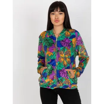 Oblečení a móda Dámská mikina bomber RUE PARIS zeleno-oranžová