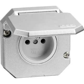 vypínač 5518-2790 39 Zásuvka jednonásobná vestavná s víčkem, Al, IP55, stříbrná, ABB