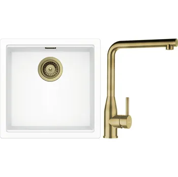 Granitový dřez Set Schock S27-13 (dřez Kiruna N-100 Day + baterie Keto White Gold + komponenty White Gold)