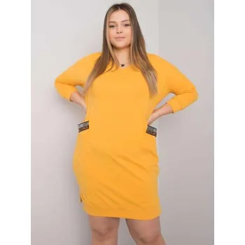 Dámské šaty Dámské šaty s kapsami plus size SUSAN žluté