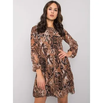 Dámské šaty Dámské šaty s potiskem Loxley RUE PARIS černohnědé