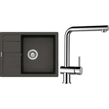 Granitový dřez Set Schock S17-10 (dřez Manhattan D-100 Asphalt + baterie Epos Chrom)