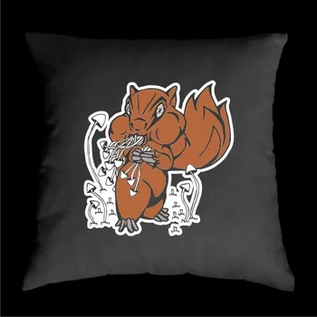 Dekorativní polštářek TEKNOSHOP Psytrance Squirrel tekno polštářek s potiskem červený