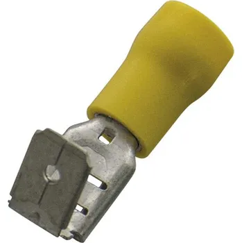 Kabelové oko 260411 Objímka plochá s PVC izolací a odbočkou 4 - 6 mm2, 6,3 x 0,8 žlutá, Haupa